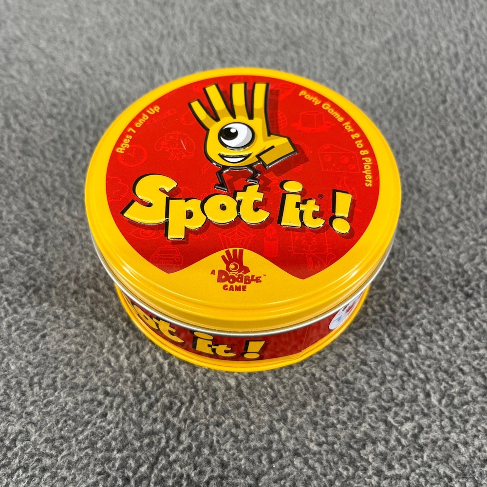 Asmodee Spot It Card Game Kids Adults Yellow Red Tin SP410 Fast Matching Fun